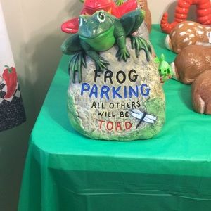 Ceramic handmade and hand painted Frog parking